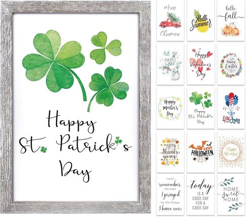 Farmhouse Wall Decor Sign For St Patricks Day Decor & Spring Decoration For The Home With 16 Interchangeable Holiday Sayings Rustic Home Decor Valentines Day Decor Easter Kitchen 11x16" Picture Frame in Saudi Arabia