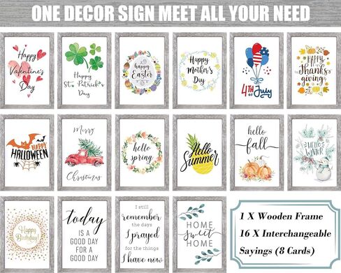Farmhouse Wall Decor Sign For St Patricks Day Decor & Spring Decoration For The Home With 16 Interchangeable Holiday Sayings Rustic Home Decor Valentines Day Decor Easter Kitchen 11x16" Picture Frame in Saudi Arabia