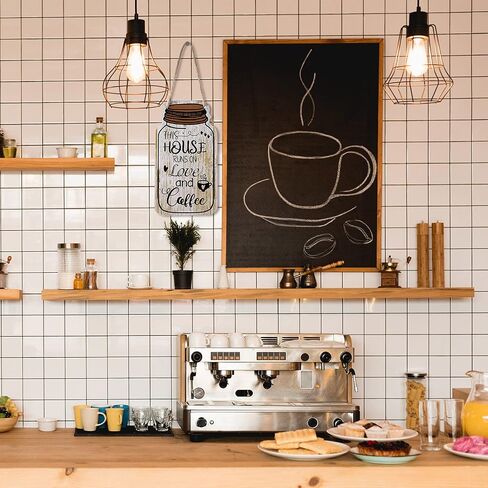 Jetec 3 Pcs Coffee Bar Decor Sign Mason Jar Wall Hanging Plaque Farmhouse Kitchen Decor Wooden Coffee Decor Sign for Kitchen Home Living Room Wall Decorations in Saudi Arabia