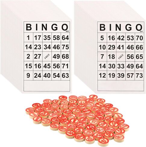 لعبة بينجو اللوحية، بطاقات بينجو كلاسيكية، لعبة بينجو خشبية عتيقة لألعاب مجموعات الحفلات، مع 40 بطاقة أرقام بينجو و75 شطرنج in Kuwait