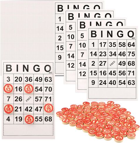 لعبة بينجو اللوحية، بطاقات بينجو كلاسيكية، لعبة بينجو خشبية عتيقة لألعاب مجموعات الحفلات، مع 40 بطاقة أرقام بينجو و75 شطرنج in Kuwait