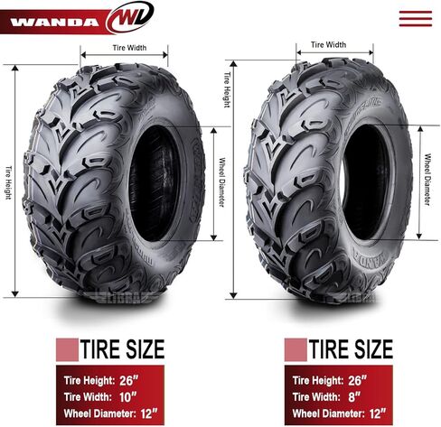 WANDA Premium 8 Ply ATV Tires 22x7-11 22x10-9 Mud Sling Compatible for Honda Recon 250 Suzuki Ozark 250 in Kuwait