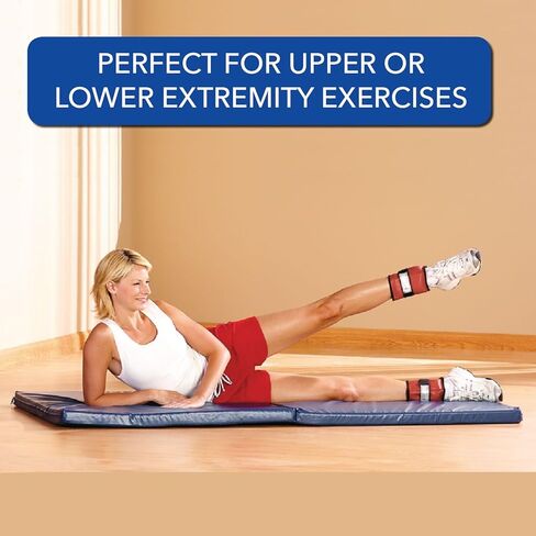 Sammons Preston Cuff Weight, 15 lb, Gold, 2 Velcro Strap & D-Ring Closure, Grommet for Easy Hanging, Lead Free Steel Ankle & Wrist Weights, For Strength Building & Injury Rehab, Sold Individually in Kuwait