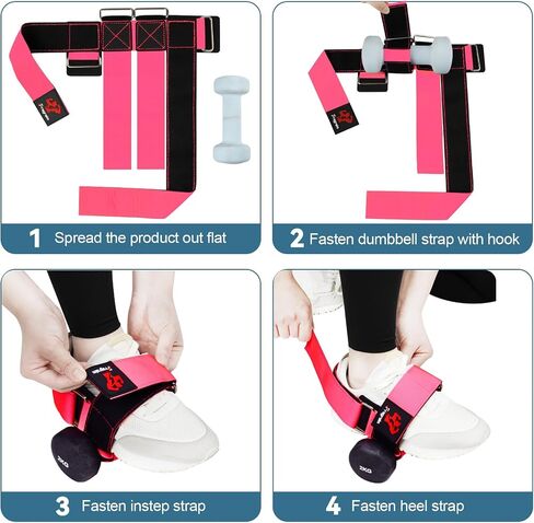 Fragraim 2 Pack Dumbbell Foot Attachment, Tibialis Trainer, Dumbbell Ankle Strap, Adjustable Ankle Leg Extension Strap for Strengthening HIPS, Legs, Knees and Calf, Easy to Disassemble (Rose) in Saudi Arabia