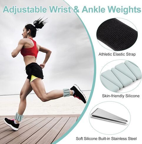 Wrist Ankle Weights for Women Men kid, Adjustable arm Weighted set for Yoga, Walking, Pilates, Exercise, Fitness, Aerobics, Gym, Set of 2 (1lb Each) in Saudi Arabia