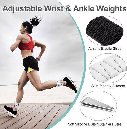 Wrist Ankle Weights for Women Men kid, Adjustable arm Weighted set for Yoga, Walking, Pilates, Exercise, Fitness, Aerobics, Gym, Set of 2 (1lb Each) in Saudi Arabia