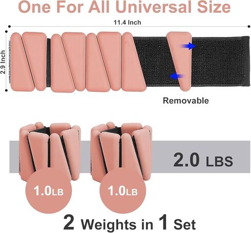 Wrist Ankle Weights for Women Men kid, Adjustable arm Weighted set for Yoga, Walking, Pilates, Exercise, Fitness, Aerobics, Gym, Set of 2 (1lb Each) in Saudi Arabia