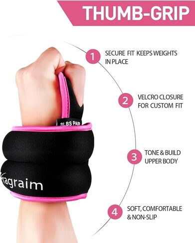 Fragraim Wrist Weights Sets for Women & Men with Thumb Loops Lock (Available in 0.5lb, 1lbs or 1.5lbs each), Great for Walking Running Weightlifting Training Gymnastic Aerobic Jogging Cardio Exercises in Kuwait