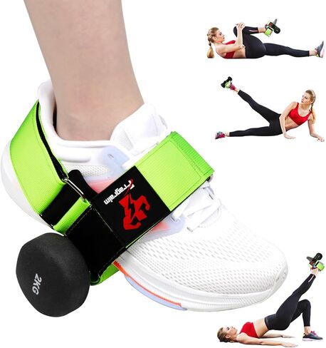 Fragraim Dumbbell Foot Attachment, Tibialis Trainer, Dumbbell Ankle Strap, Adjustable Ankle Leg Extension Strap for Strengthening HIPS, Legs, Knees and Calf, Easy to Disassemble (Green) in Kuwait
