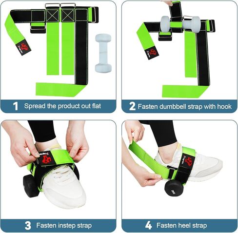 Fragraim Dumbbell Foot Attachment, Tibialis Trainer, Dumbbell Ankle Strap, Adjustable Ankle Leg Extension Strap for Strengthening HIPS, Legs, Knees and Calf, Easy to Disassemble (Green) in Kuwait