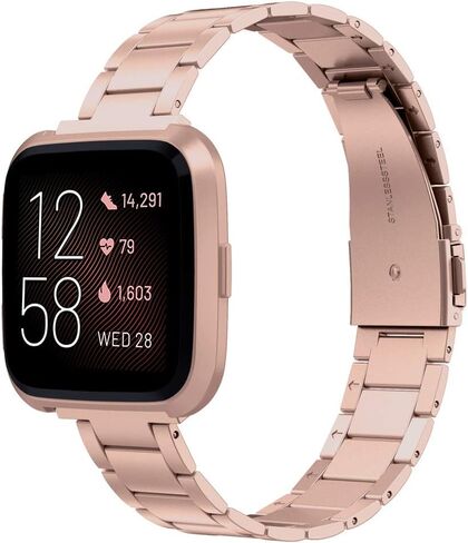 Wearlizer Stainless Steel Compatible for Fitbit Versa/Versa 2 /Versa Lite/Versa SE Bands Women Men,Ultra-Thin Lightweight Replacement Compatible for Fitbit Versa in Saudi Arabia