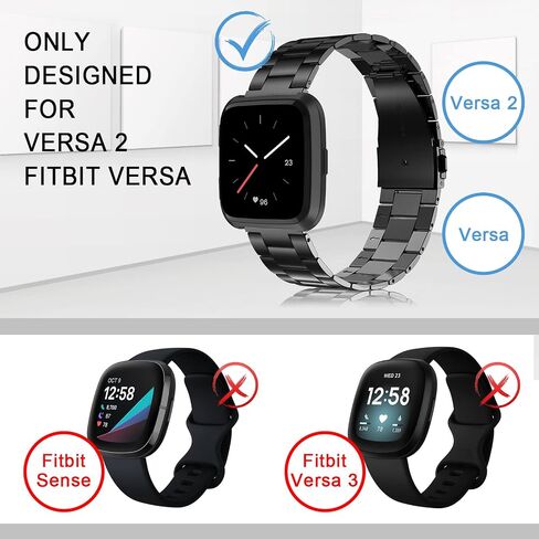 Wearlizer من الفولاذ المقاوم للصدأ متوافق مع Fitbit Versa/Versa 2 /Versa Lite/Versa SE Bands للنساء والرجال، بديل خفيف الوزن رفيع للغاية متوافق مع Fitbit Versa in Kuwait