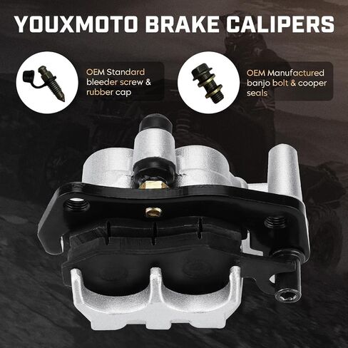 مجموعة فرجار الفرامل الأمامية اليسرى/اليمين من Youxmoto مع وسادات لـ Yamaha Rhino 700 2008 2009 2010 2011 2012 2013، استبدال 5B4-2580U-01-00، 5B4-2580T-01-00، 59300-05H00-999، قطعتان من فرجار الفرامل الأمامية in Saudi Arabia