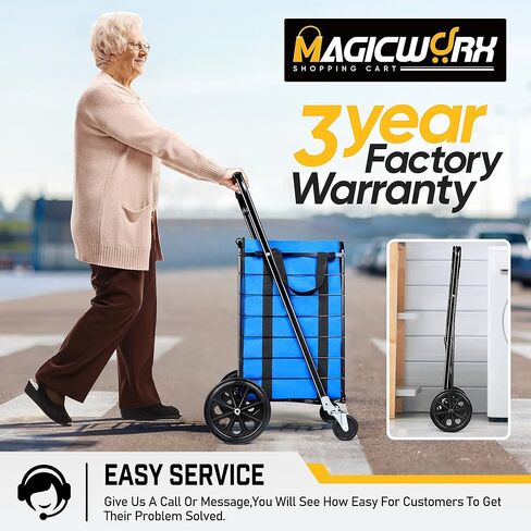 Shopping Cart, 300lbs Jumbo Folding Shopping Cart with Waterproof Liner, Foldable Grocery Cart on Wheels with 360°Rolling Swivel Wheels Parking Brake Utility Cart in Kuwait