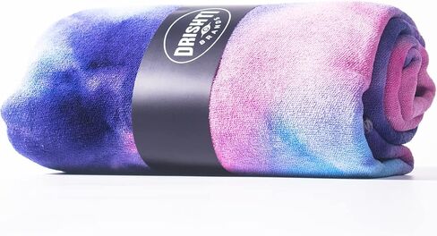 Hot Yoga Mat Towel with Anti-Slip Grips, Sweat Absorbent, Standard Mat Size 24"x72", Blue & Pink Tie Dye, Exercise, Yoga, Bikram & Pilates in Saudi Arabia