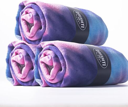 Hot Yoga Mat Towel with Anti-Slip Grips, Sweat Absorbent, Standard Mat Size 24"x72", Blue & Pink Tie Dye, Exercise, Yoga, Bikram & Pilates in Saudi Arabia