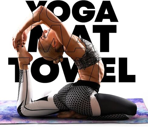 Hot Yoga Mat Towel with Anti-Slip Grips, Sweat Absorbent, Standard Mat Size 24"x72", Blue & Pink Tie Dye, Exercise, Yoga, Bikram & Pilates in Saudi Arabia