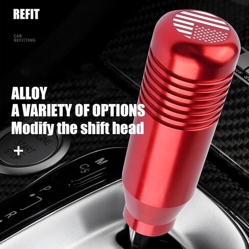 1 PC Comfort Grip Shift Knob, 3.34" x 1.18" American Flag Alloy Shifter, with 8mm/10mm/12mm Adapter, Fits Most Manual Cars, Trucks, SUV (Black) in Kuwait