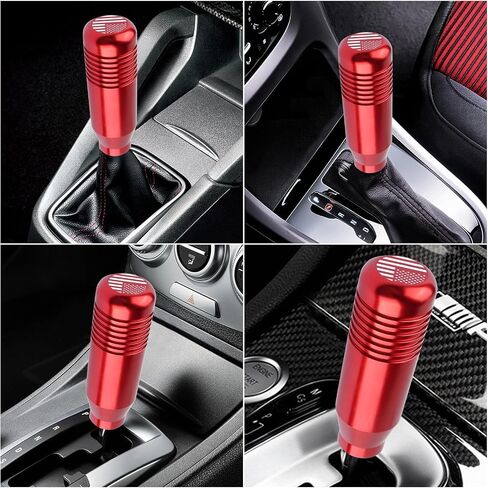 1 PC Comfort Grip Shift Knob, 3.34" x 1.18" American Flag Alloy Shifter, with 8mm/10mm/12mm Adapter, Fits Most Manual Cars, Trucks, SUV (Black) in Kuwait
