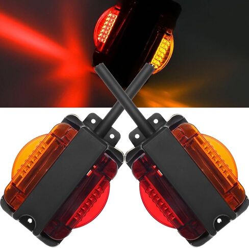 NEWSUN® 2 * 7 LED Fender Lights Kit، سلك مزدوج الجانب 4X5 "، LED عالي الطاقة، علامة إشارة الانعطاف، مصابيح علامة خلوص المقطورة، كهرماني وأحمر، RH&LH، لسيارة نقل مقطورة القوارب، مقاومة للماء in Kuwait