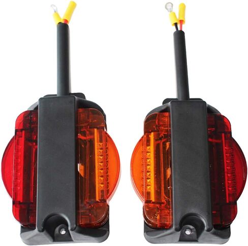 NEWSUN® 2 * 7 LED Fender Lights Kit، سلك مزدوج الجانب 4X5 "، LED عالي الطاقة، علامة إشارة الانعطاف، مصابيح علامة خلوص المقطورة، كهرماني وأحمر، RH&LH، لسيارة نقل مقطورة القوارب، مقاومة للماء in Kuwait