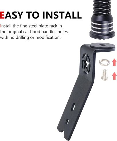 Flag with Pole and Mount Holder for 2007-2018 Jeep Wrangler JK Unlimited 2 Door 4 Door Accessories Hood Latch Mounting Whip Flag Bracket 360° Adjustable Aluminum Alloy Black in Kuwait