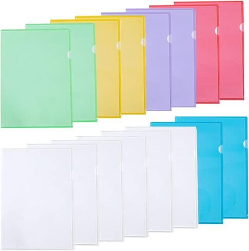 مجلد ملفات شفاف، FOME 16 قطعة من أكمام المشروع الملونة، مجلدات مشروع شفافة تناسب حجم الحروف وحجم A4، واقيات أوراق الورق من النوع L لمدرسة المكتب 12 بوصة × 8.6 بوصة in Kuwait