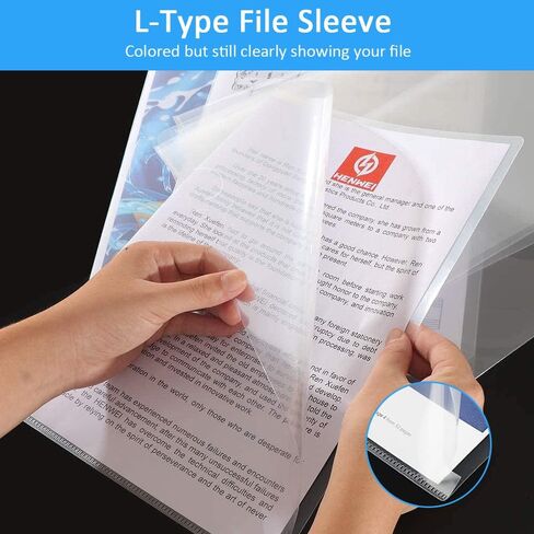مجلد ملفات شفاف، FOME 16 قطعة من أكمام المشروع الملونة، مجلدات مشروع شفافة تناسب حجم الحروف وحجم A4، واقيات أوراق الورق من النوع L لمدرسة المكتب 12 بوصة × 8.6 بوصة in Kuwait