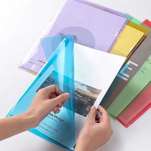مجلد ملفات شفاف، FOME 16 قطعة من أكمام المشروع الملونة، مجلدات مشروع شفافة تناسب حجم الحروف وحجم A4، واقيات أوراق الورق من النوع L لمدرسة المكتب 12 بوصة × 8.6 بوصة in Kuwait
