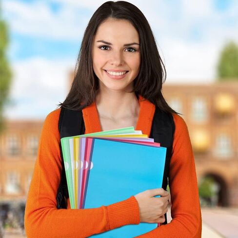 مجلد ملفات شفاف، FOME 16 قطعة من أكمام المشروع الملونة، مجلدات مشروع شفافة تناسب حجم الحروف وحجم A4، واقيات أوراق الورق من النوع L لمدرسة المكتب 12 بوصة × 8.6 بوصة in Kuwait