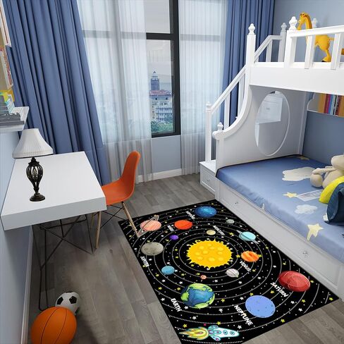 Kids Rugs for Bedroom Boy Outer Space Area Rug Galaxy Area Rugs for Kids Bedroom Solar System Carpet Memory Foam Thicken Kids Play Rug, Space, 3'×5' in Saudi Arabia