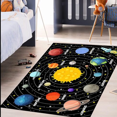 Kids Rugs for Bedroom Boy Outer Space Area Rug Galaxy Area Rugs for Kids Bedroom Solar System Carpet Memory Foam Thicken Kids Play Rug, Space, 3'×5' in Saudi Arabia