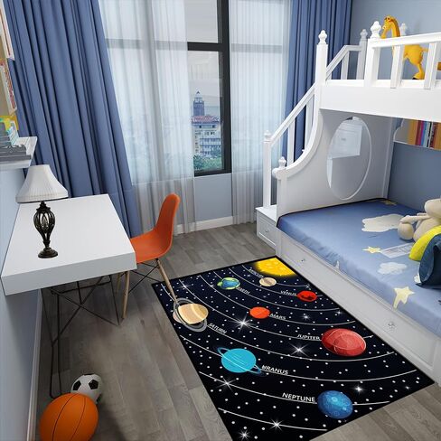 Kids Rugs for Bedroom Boy Outer Space Area Rug Galaxy Area Rugs for Kids Bedroom Solar System Carpet Memory Foam Thicken Kids Play Rug, Space, 3'×5' in Saudi Arabia