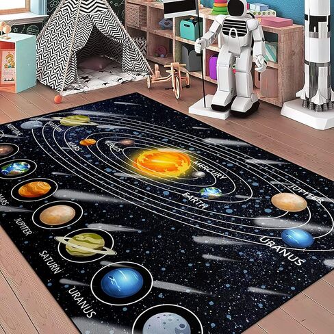Kids Rugs for Bedroom Boy Outer Space Area Rug Galaxy Area Rugs for Kids Bedroom Solar System Carpet Memory Foam Thicken Kids Play Rug, Space, 3'×5' in Saudi Arabia
