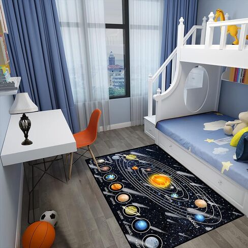 Kids Rugs for Bedroom Boy Outer Space Area Rug Galaxy Area Rugs for Kids Bedroom Solar System Carpet Memory Foam Thicken Kids Play Rug, Space, 3'×5' in Saudi Arabia