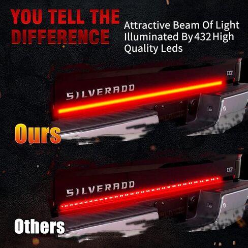 شريط ضوء الباب الخلفي 60 بوصة، صف ثلاثي 432 أضواء شريط LED للسيارات 5 وظائف تشغيل، فرامل، عكس، إشارة انعطاف كهرماني متتابعة، أضواء وامضة مزدوجة، بدون تثبيت مثقاب IP67 مقاوم للماء in Kuwait