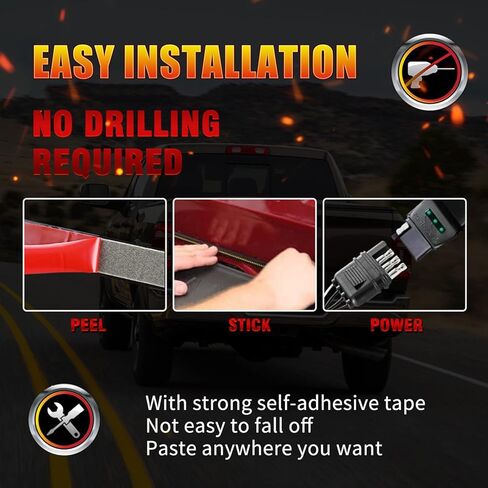 شريط ضوء الباب الخلفي 60 بوصة، صف ثلاثي 432 أضواء شريط LED للسيارات 5 وظائف تشغيل، فرامل، عكس، إشارة انعطاف كهرماني متتابعة، أضواء وامضة مزدوجة، بدون تثبيت مثقاب IP67 مقاوم للماء in Kuwait