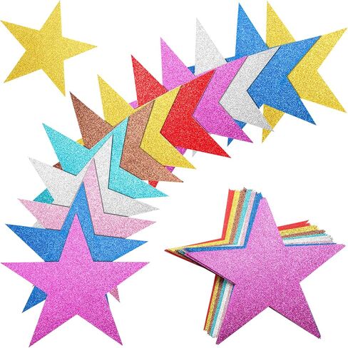 40 Pieces Glitter Star Cutouts Paper Star Confetti Cutouts for Bulletin Board Classroom Wall Party Decoration Supply, 6 Inches Length, 8 Colors in Saudi Arabia