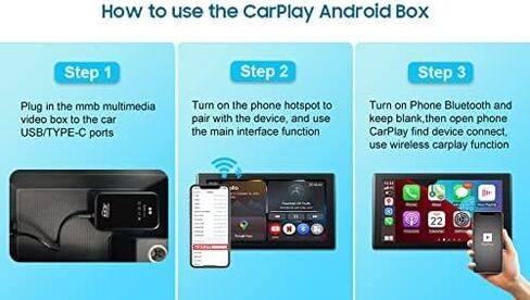 MMB CarPlay Ai Box Plus صندوق فيديو الوسائط المتعددة للسيارات مع Carplay OEM، Carplay اللاسلكي ونظام Android 11، YouTube Netflix Google Play، رابط مرآة الشاشة المقسمة، التوصيل والتشغيل in Kuwait
