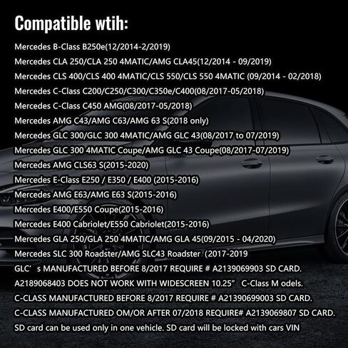 أحدث إصدار من بطاقة SD للملاحة، متوافقة مع Mercedes CLA/GLC/GLA/AMG/A/B/C/E-Class، الإصدار 14.0 (MAP 14.0) مناسب فقط للصوت 20 (الرمز 522) NTG، لـ Can/Mex/ خرائط الولايات المتحدة الأمريكية -(A2189068403) in Kuwait