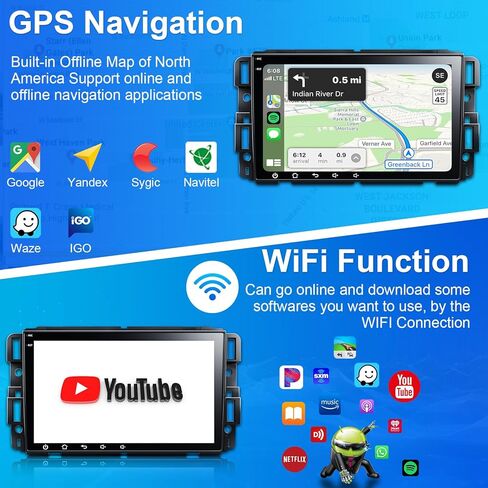 راديو ستيريو للسيارة 4+64 جيجا لسيارة شيفروليه جي إم سي بويك مع Carplay اللاسلكي Android Auto، شاشة لمس 8 بوصة تشيفي سيلفرادو وحدة رأس راديو مع كاميرا احتياطية AHD بلوتوث GPS/DSP/EQ/SWC in Kuwait