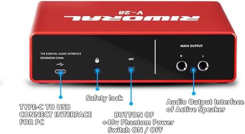 واجهة صوت USB مع مضخم صوت للميكروفون XLR / واجهة صوت جاك 1/4 بوصة + طاقة فانتوم 48 فولت 24 بت/192 كيلو هرتز للهواتف الذكية والكمبيوتر اللوحي وموسيقى تسجيل الميكروفون الديناميكي وبث البث in Kuwait