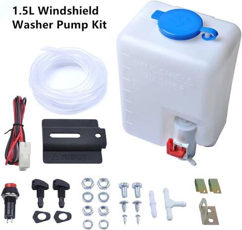 110 Degree Motor 12V Electric Motor UTV Windshield Bottle Washer Kit Fits Polaris Ranger RZR General Golf Cart Tractor Can Am Commander UTV Windshield Wiper Washer Turbo Pump Kit 2 Blades in Kuwait