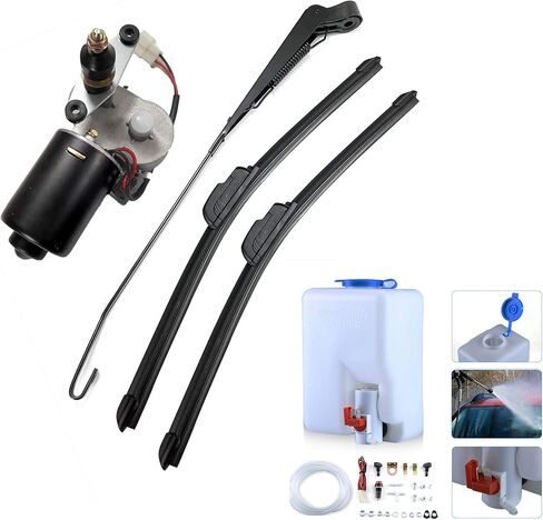 110 Degree Motor 12V Electric Motor UTV Windshield Bottle Washer Kit Fits Polaris Ranger RZR General Golf Cart Tractor Can Am Commander UTV Windshield Wiper Washer Turbo Pump Kit 2 Blades in Saudi Arabia