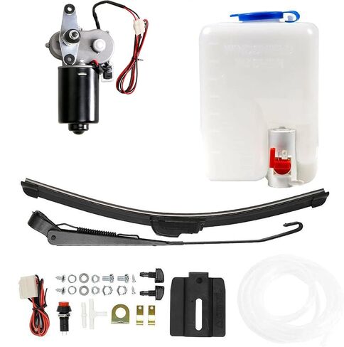 110 Degree Motor 12V Electric Motor UTV Windshield Bottle Washer Kit Fits Polaris Ranger RZR General Golf Cart Tractor Can Am Commander UTV Windshield Wiper Washer Turbo Pump Kit 2 Blades in Saudi Arabia