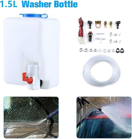 110 Degree Motor 12V Electric Motor UTV Windshield Bottle Washer Kit Fits Polaris Ranger RZR General Golf Cart Tractor Can Am Commander UTV Windshield Wiper Washer Turbo Pump Kit 2 Blades in Saudi Arabia