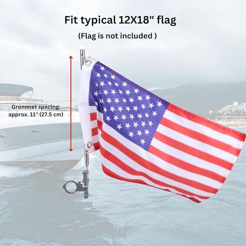 Boat Flag Pole Rod Holder, Boats Flags Hardware Kit Accessories, Pulpit Staff for Yacht Marine, Rail Mount, Stainless Steel, Fit 7/8" - 1 1/4" Round Rail in Kuwait
