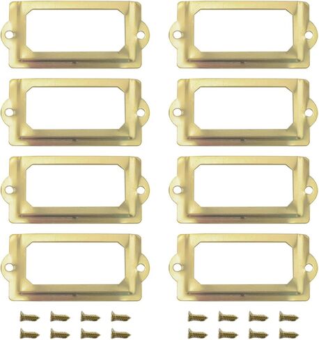 8 Pack Antique Metal Tag Card Label Frame, Vintage Green Bronze Label Holder Pull Handle, for Libraries, Drawers, Bookcases, and Other Items in Saudi Arabia