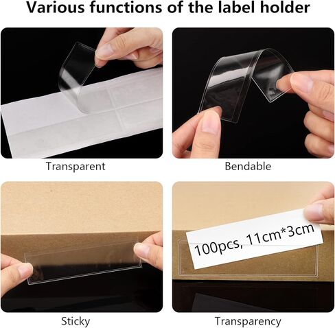 100 عبوة من حامل الملصقات الشفافة، علامة رف لاصقة، حامل جيوب مقاس 1.2 × 4.3 بوصة لرف الكتب، صندوق بريد الأعمال، السوبر ماركت، مكتبة المدرسة in Kuwait
