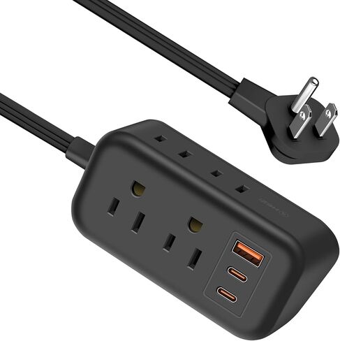 شريط طاقة USB-C بقدرة 45 وات، سلك تمديد مسطح بطول 5 أقدام، منافذ شحن سريعة PD & QC3.0، موسع 4 منافذ، لا يوجد واقي من زيادة التيار في غرفة النوم الأساسية للسفر على متن السفن السياحية، أبيض in Saudi Arabia